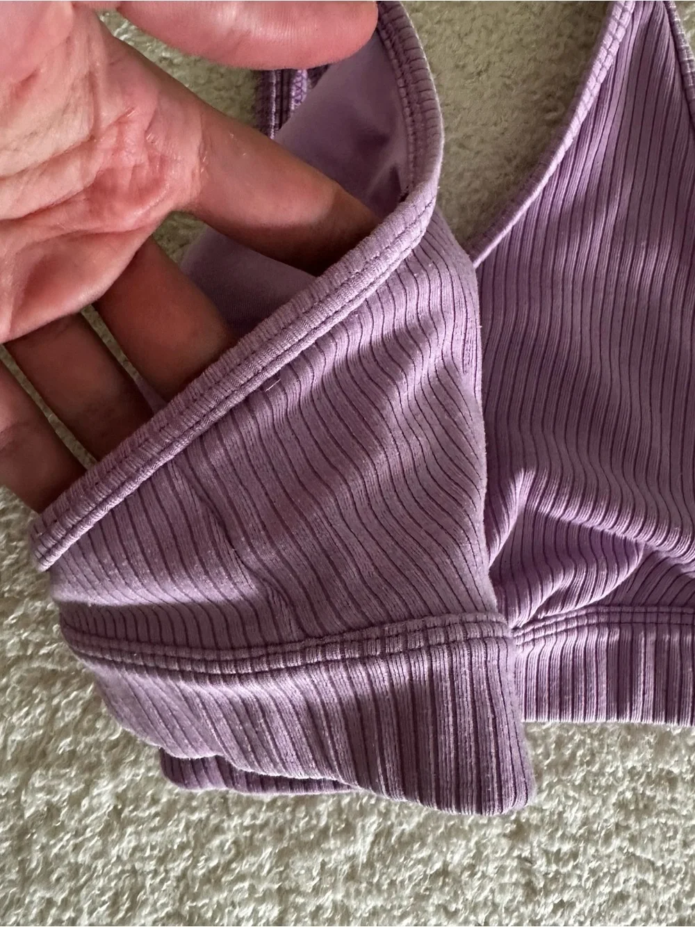 ALO YOGA Ribbed Blissful Bra - Pink Lavender
